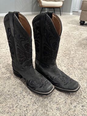 Black Embroidered Circle G Cowgirl Boots